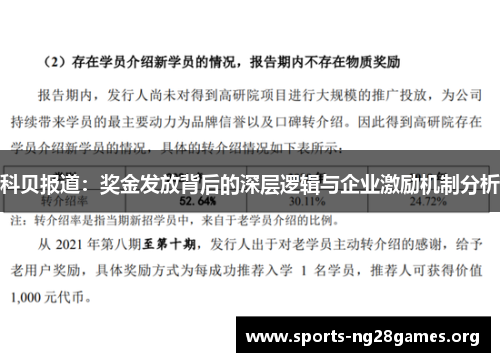 科贝报道:奖金发放背后的深层逻辑与企业激励机制分析 科贝报道:奖金发放背后的深层逻辑与企业激励机制分析